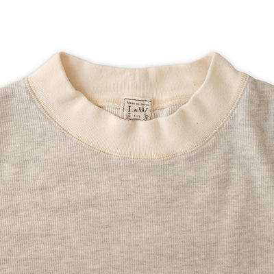 Loop & Weft Double Face Vintage Pinstripe Rib Knit L/S Mock Neck Tee (Gray)