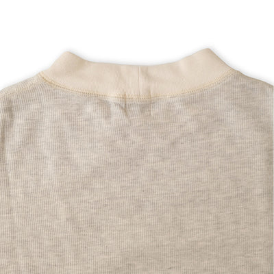 Loop & Weft Double Face Vintage Pinstripe Rib Knit L/S Mock Neck Tee (Gray)