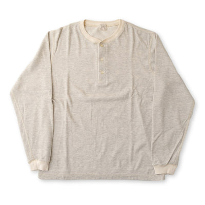 Loop & Weft Double Face Vintage Pinstripe Rib Knit L/S Henley (Gray)