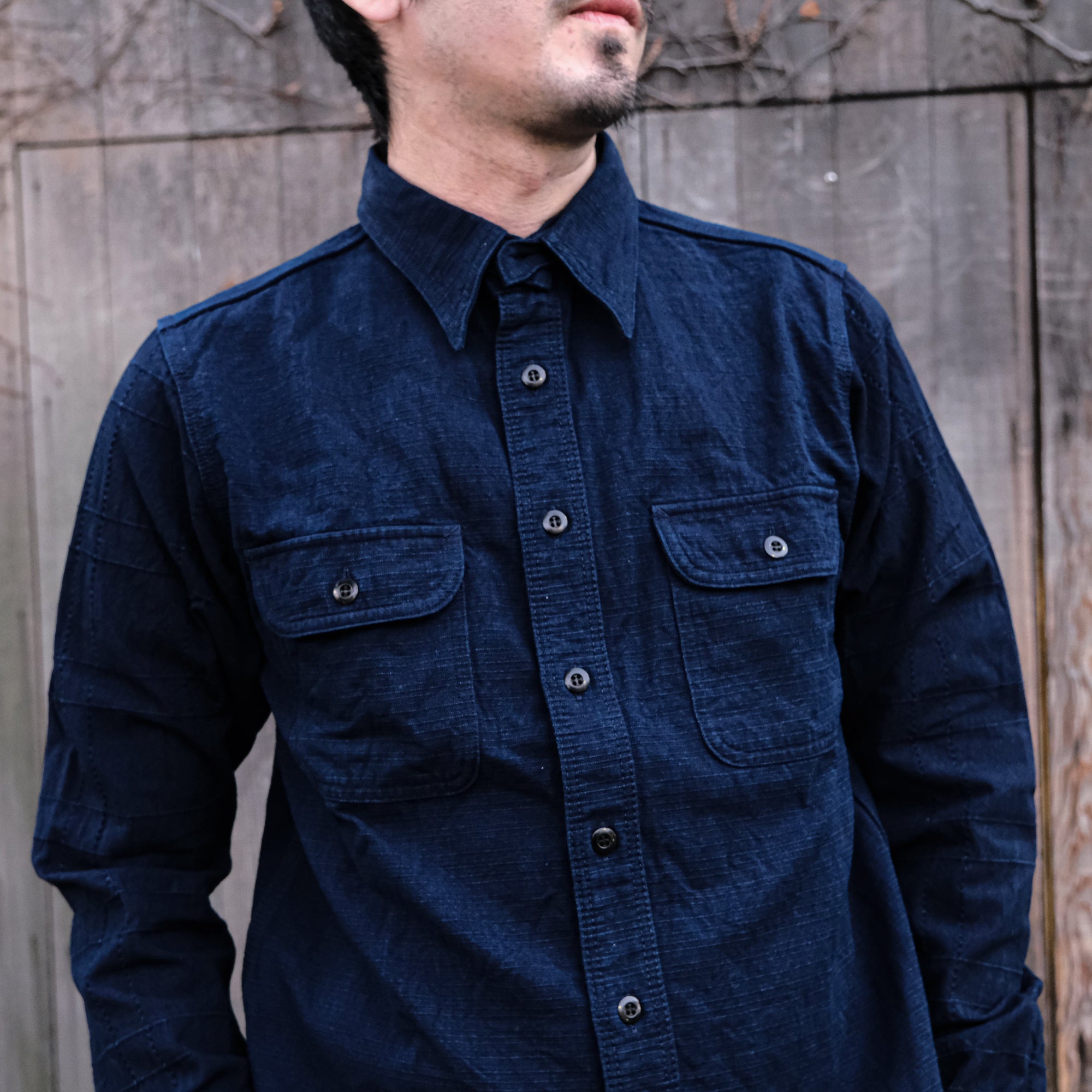 Samurai Jeans SSS25-YRC Natural Indigo Double Fabric Work Shirt