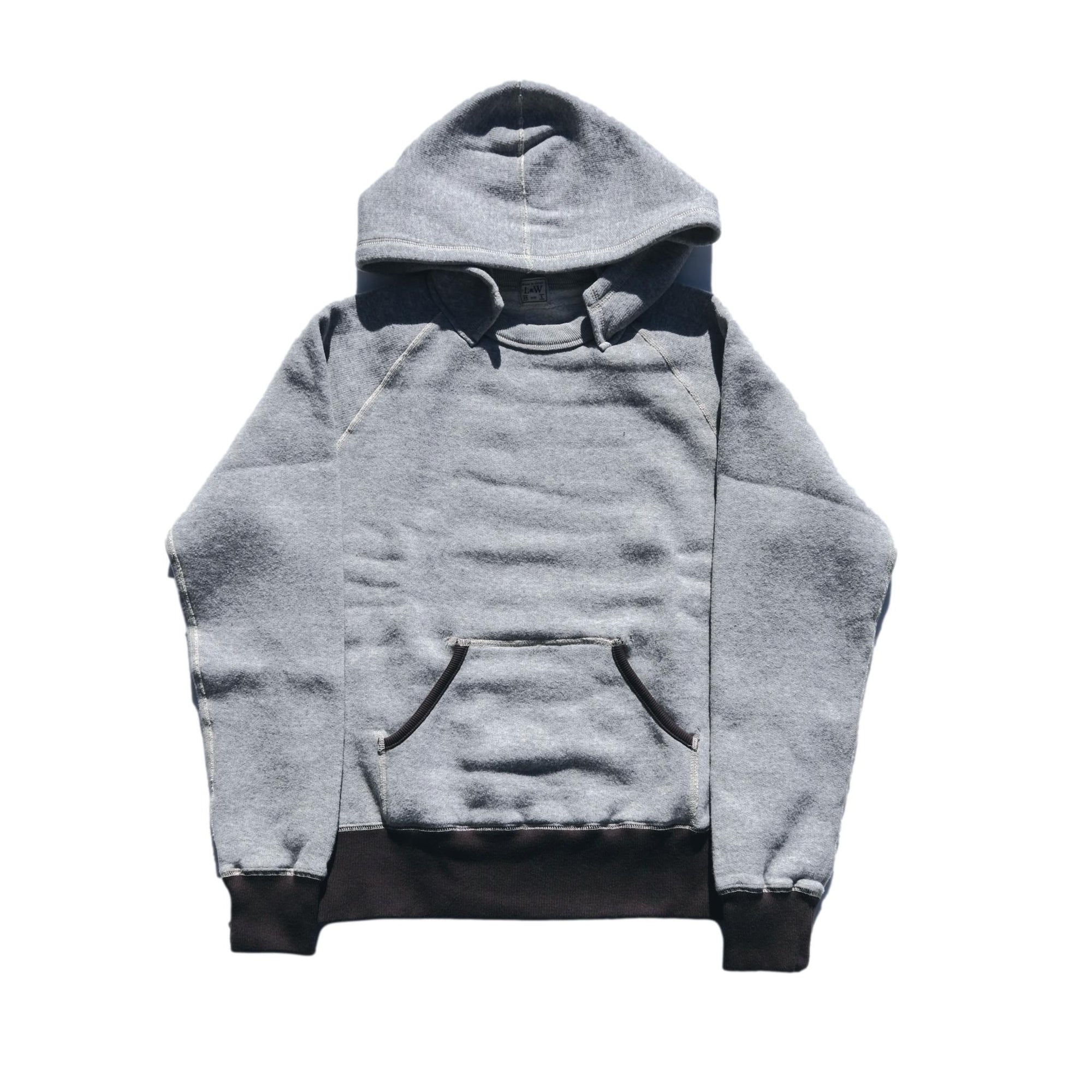 Loop & Weft Super Fluffy Knit After Hood Sweatshirt (2-tone Gray)