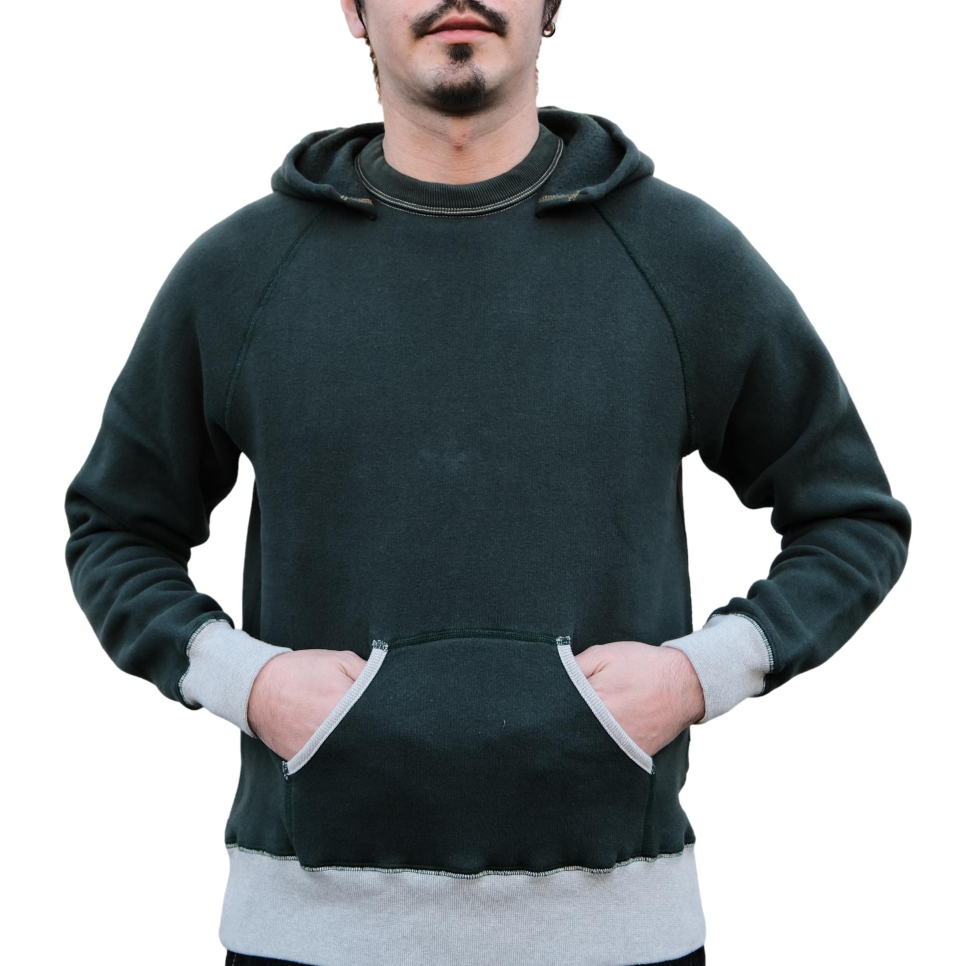 Loop & Weft Super Fluffy Knit After Hood Sweatshirt (2-tone Green)