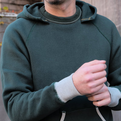 Loop & Weft Super Fluffy Knit After Hood Sweatshirt (2-tone Green)