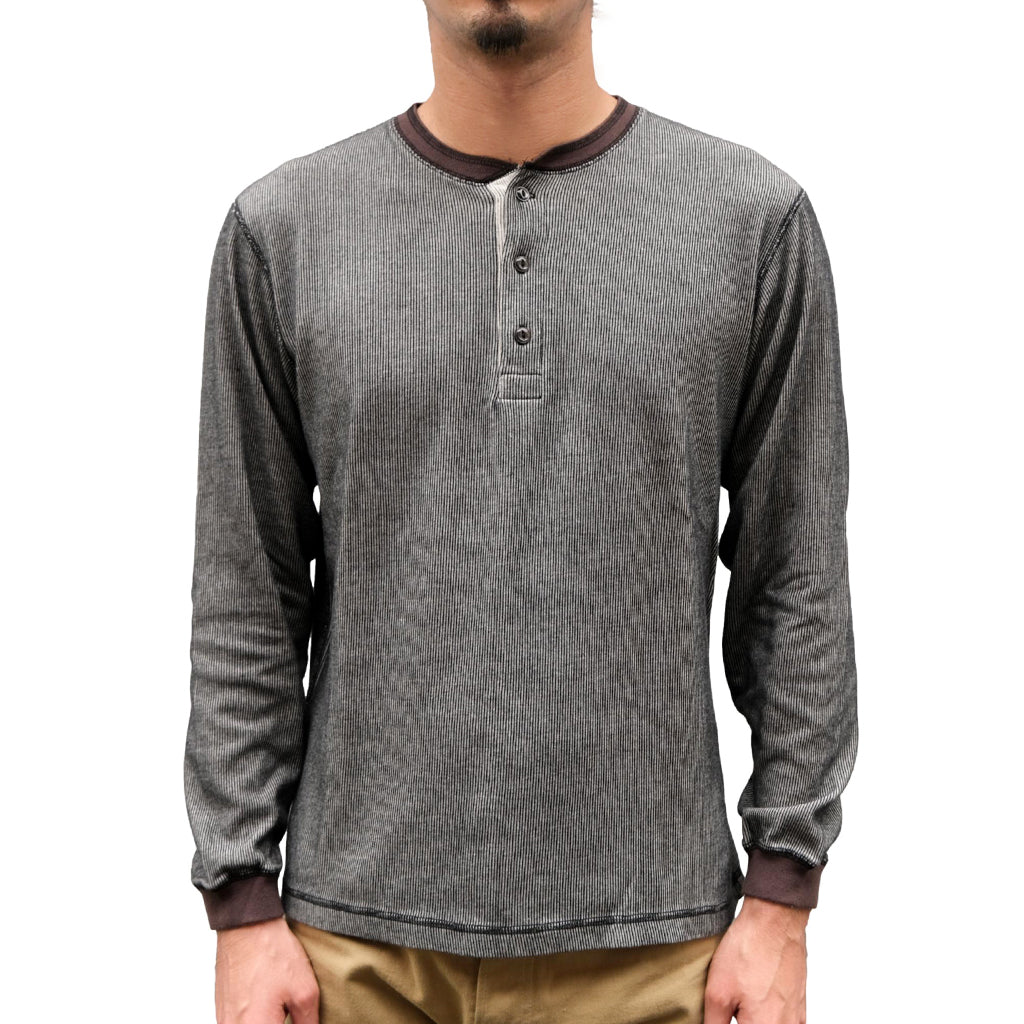 Rib knit henley sales shirt