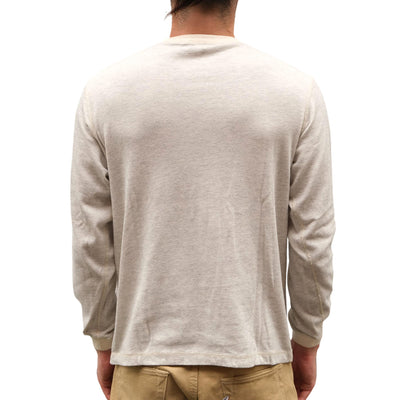 Loop & Weft Double Face Vintage Pinstripe Rib Knit L/S Henley (Gray)