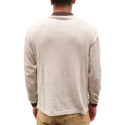 Loop & Weft Double Face Vintage Pinstripe Rib Knit L/S Mock Neck Tee (Two-Tone Gray)