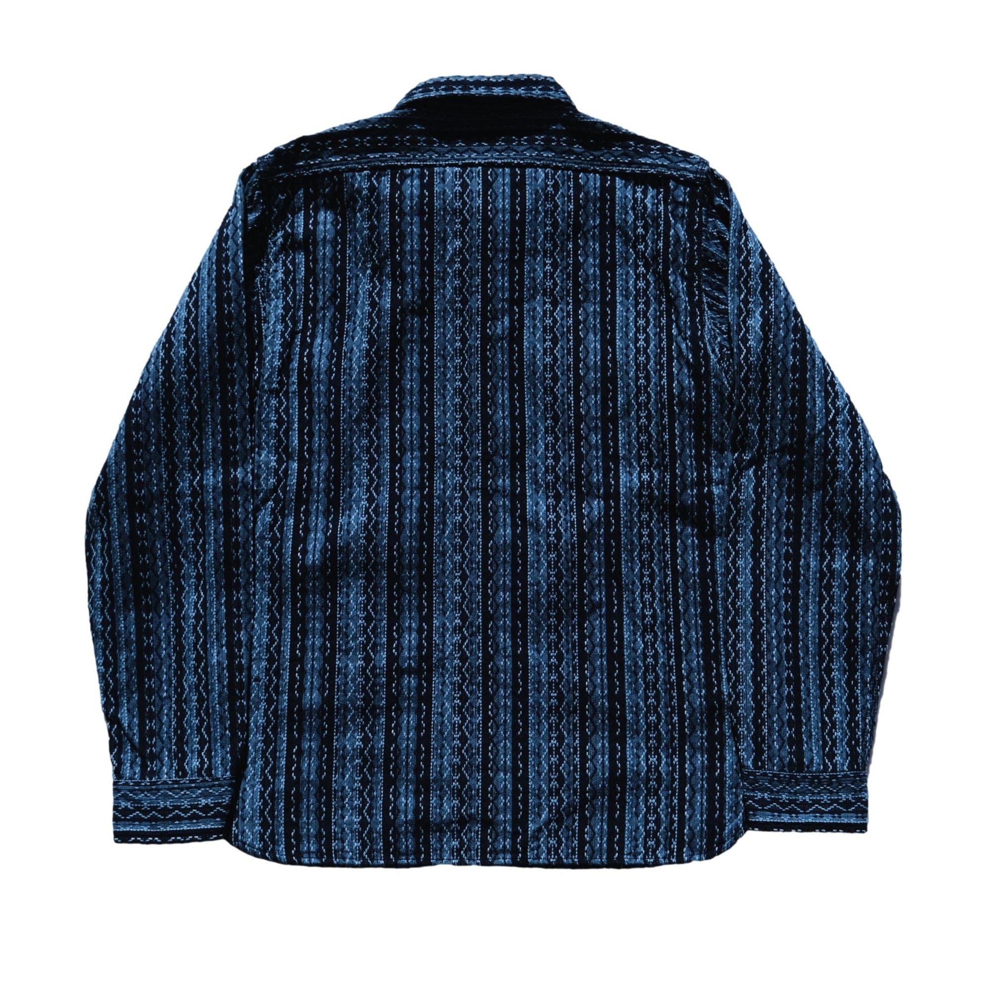 Samurai Jeans SSS25-SKS Natural Indigo Sashiko Stripe Work Shirt