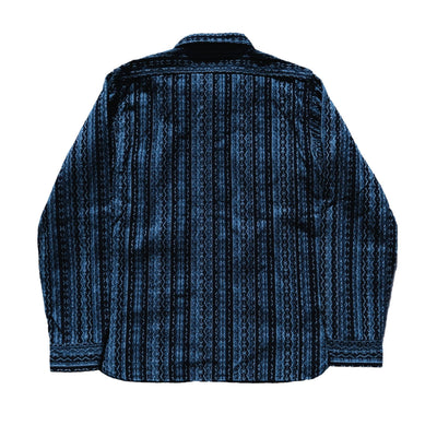 Samurai Jeans SSS25-SKS Natural Indigo Sashiko Stripe Work Shirt