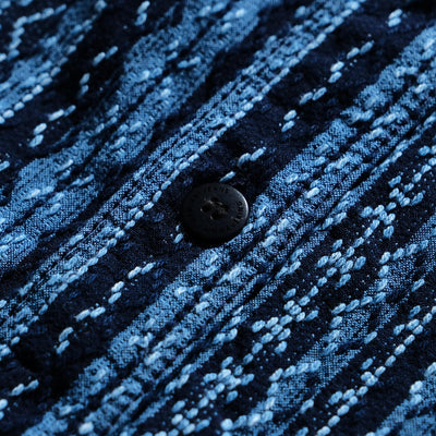 Samurai Jeans SSS25-SKS Natural Indigo Sashiko Stripe Work Shirt