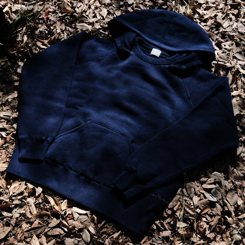 The OD+LW Indigo Dyed Super Fluffy Knit After Hood Sweatshirt