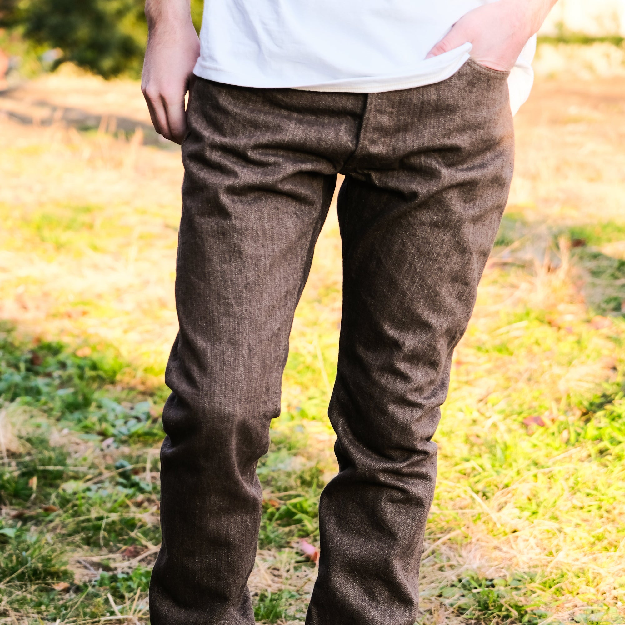 Pure Blue Japan BR-14oz-019 Brown Warp Selvedge Jeans (Relaxed Tapered)