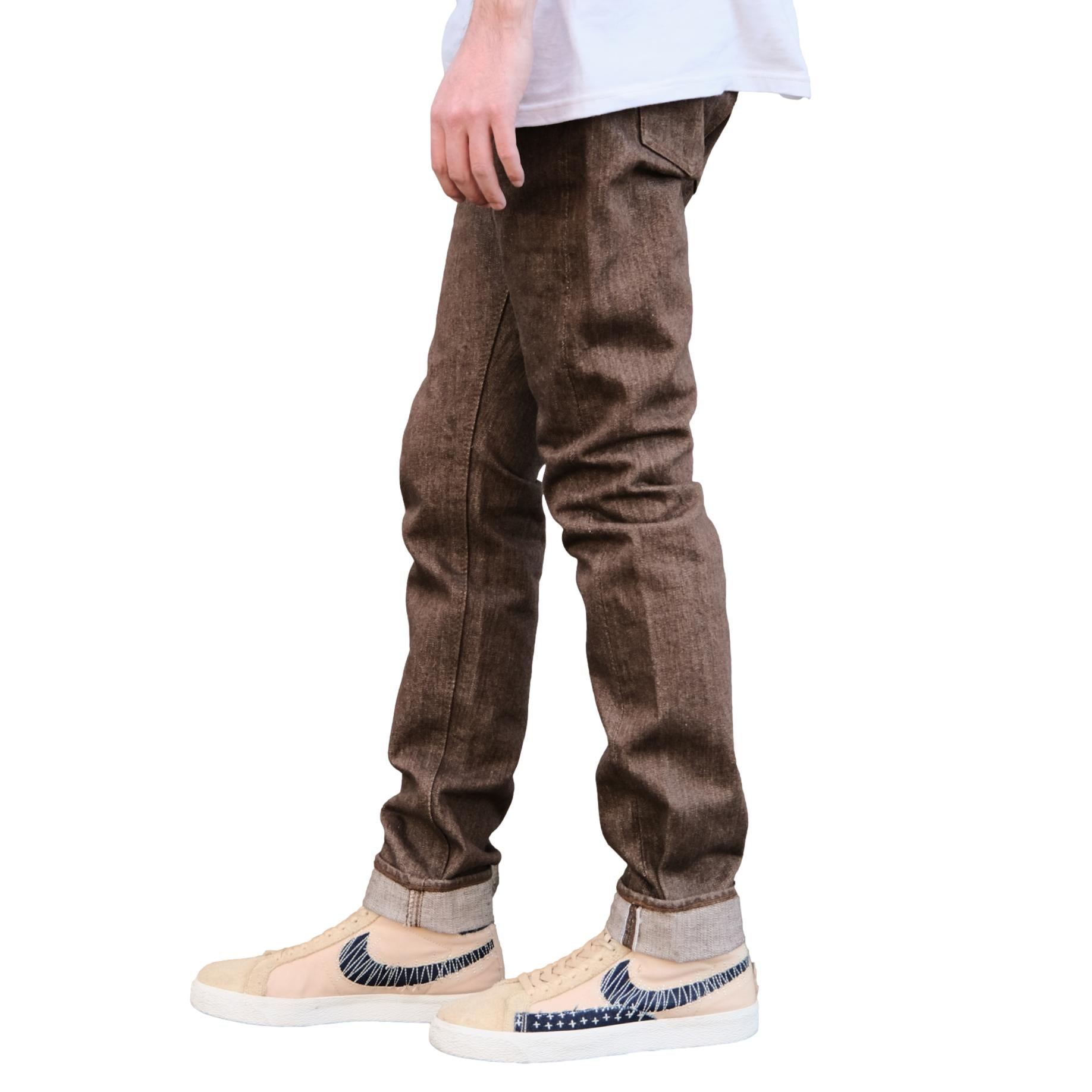 Pure Blue Japan BR-14oz-019 Brown Warp Selvedge Jeans (Relaxed Tapered)