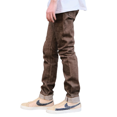 Pure Blue Japan BR-14oz-019 Brown Warp Selvedge Jeans (Relaxed Tapered)