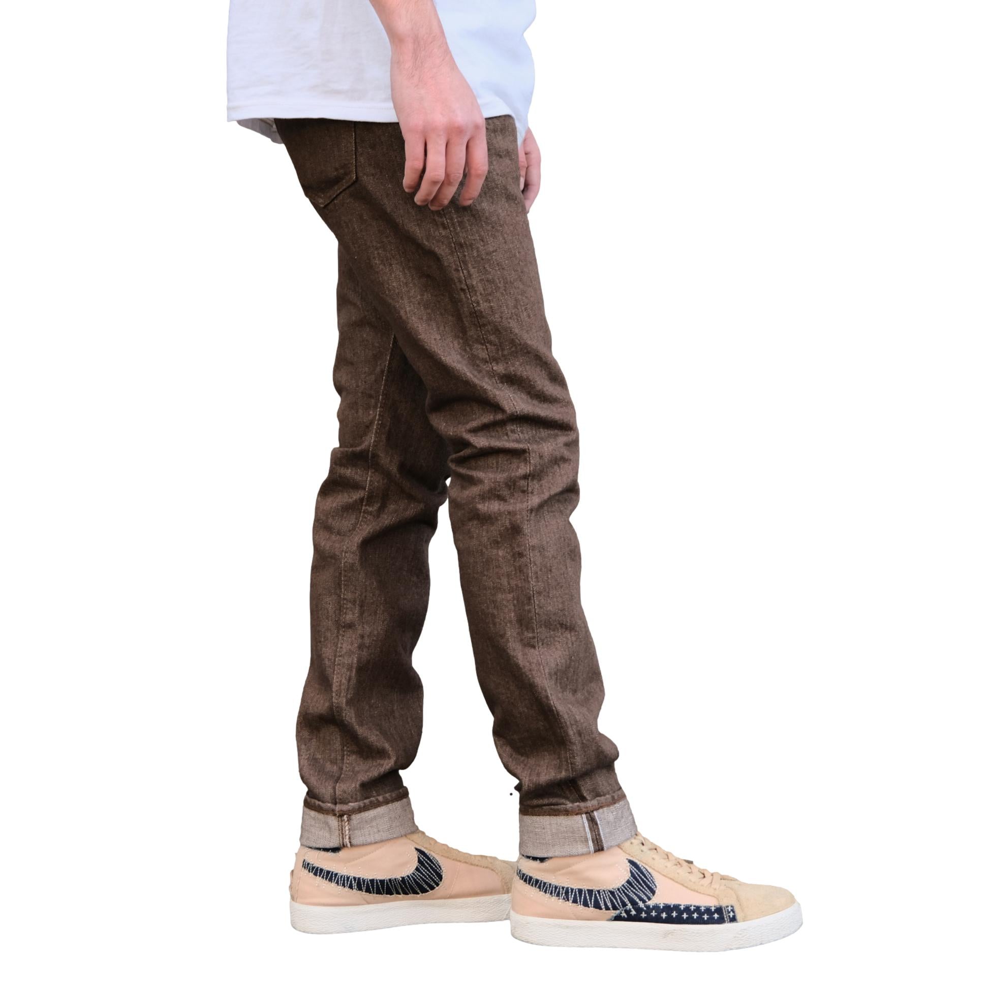 Pure Blue Japan BR-14oz-019 Brown Warp Selvedge Jeans (Relaxed Tapered)