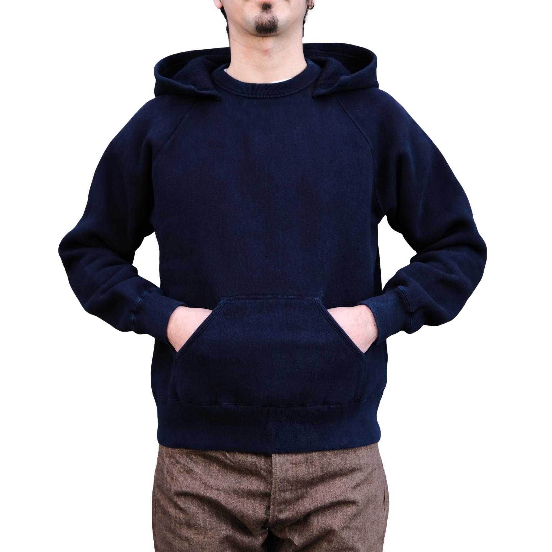 OD+LW Indigo Dyed Super Fluffy Knit After Hood Sweatshirt