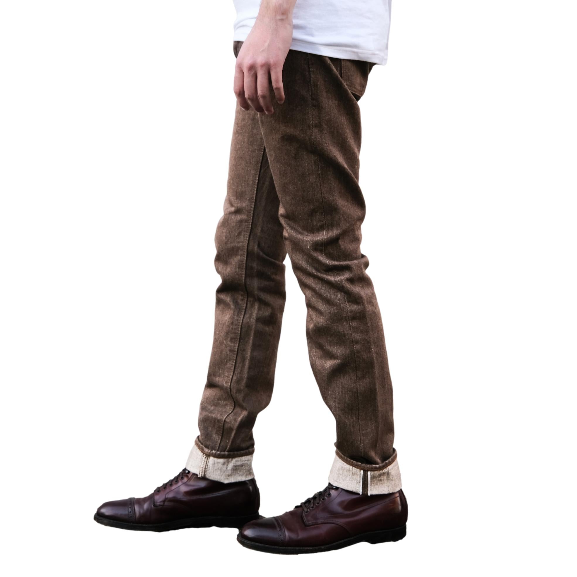 Pure Blue Japan BR-14oz-013 Brown Warp Selvedge Jeans (Slim Tapered)