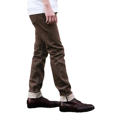 Pure Blue Japan BR-14oz-013 Brown Warp Selvedge Jeans (Slim Tapered)