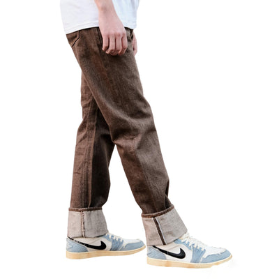 Pure Blue Japan BR-14oz-003 Brown Warp Selvedge Jeans (Regular Straight)