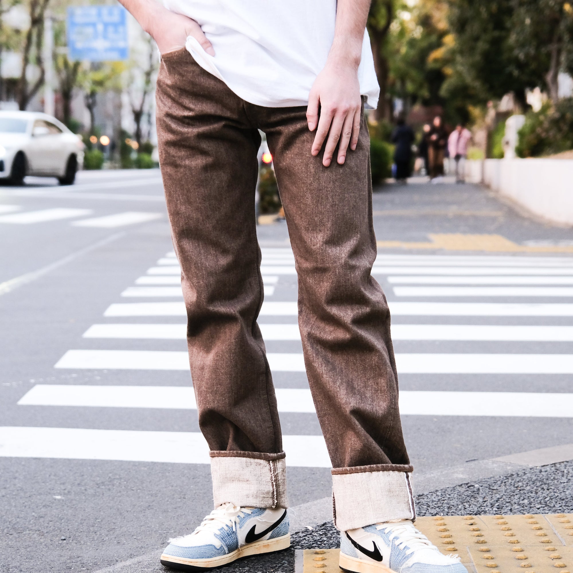 Pure Blue Japan BR-14oz-003 Brown Warp Selvedge Jeans (Regular Straight)