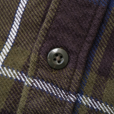 Pure Blue Japan Heavyweight Check Flannel Shirt (Olive)