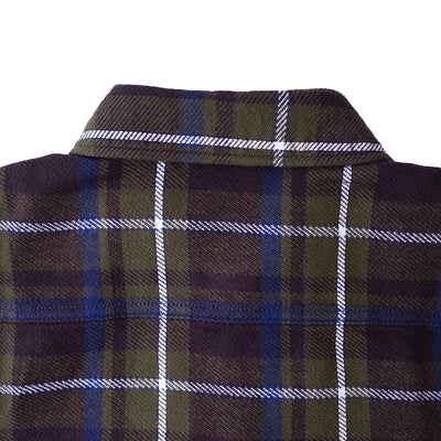 Pure Blue Japan Heavyweight Check Flannel Shirt (Olive)