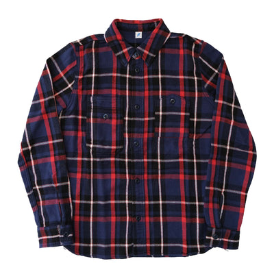 Pure Blue Japan Heavyweight Check Flannel Shirt (Navy)