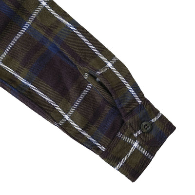 Pure Blue Japan Heavyweight Check Flannel Shirt (Olive)