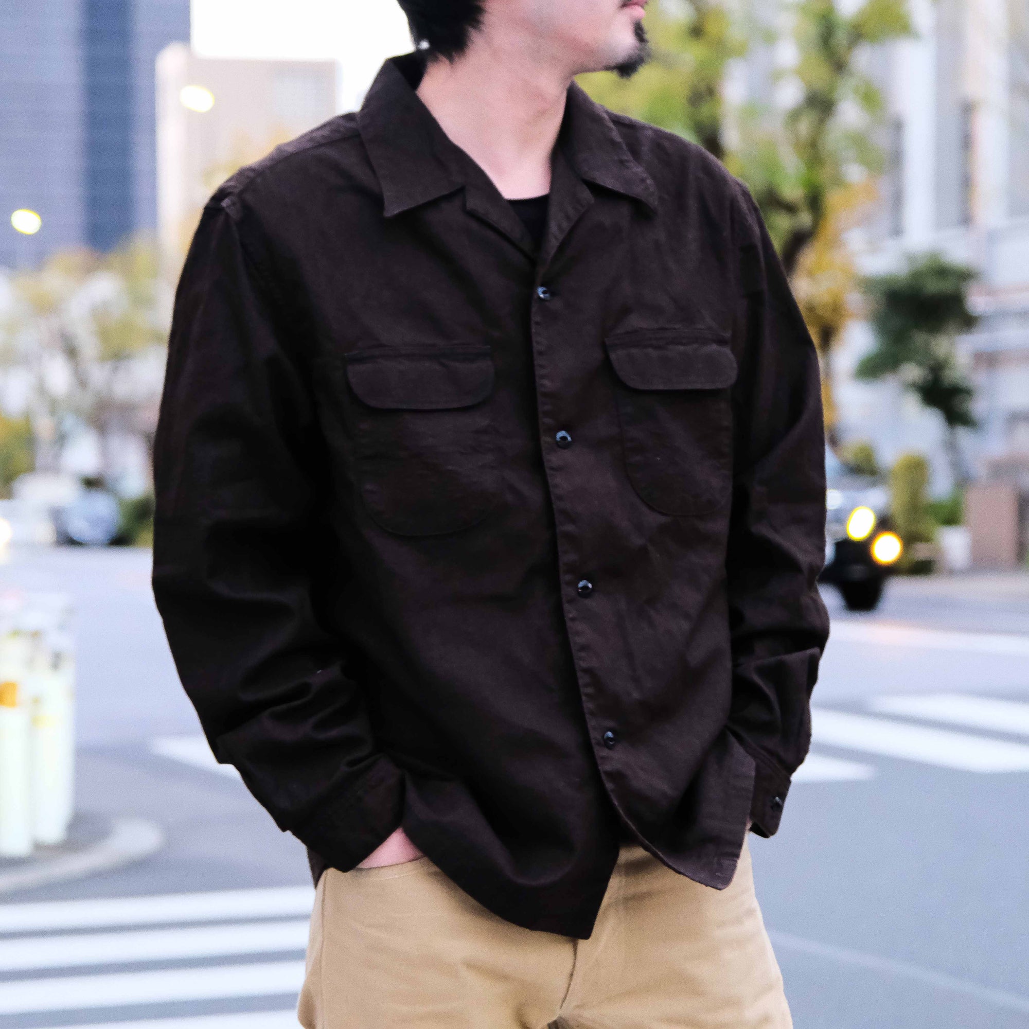 The Flat Head "Bengara" Open Collar L/S Shirt