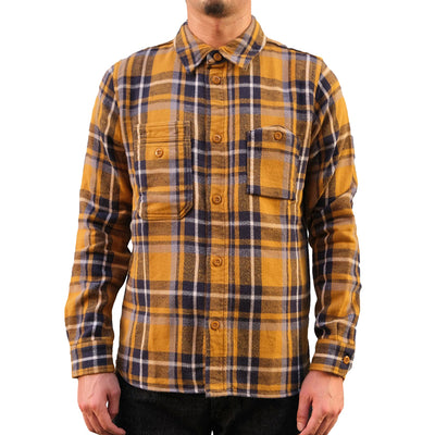 Pure Blue Japan Heavyweight Check Flannel Shirt (Camel)