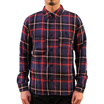 Pure Blue Japan Heavyweight Check Flannel Shirt (Navy)