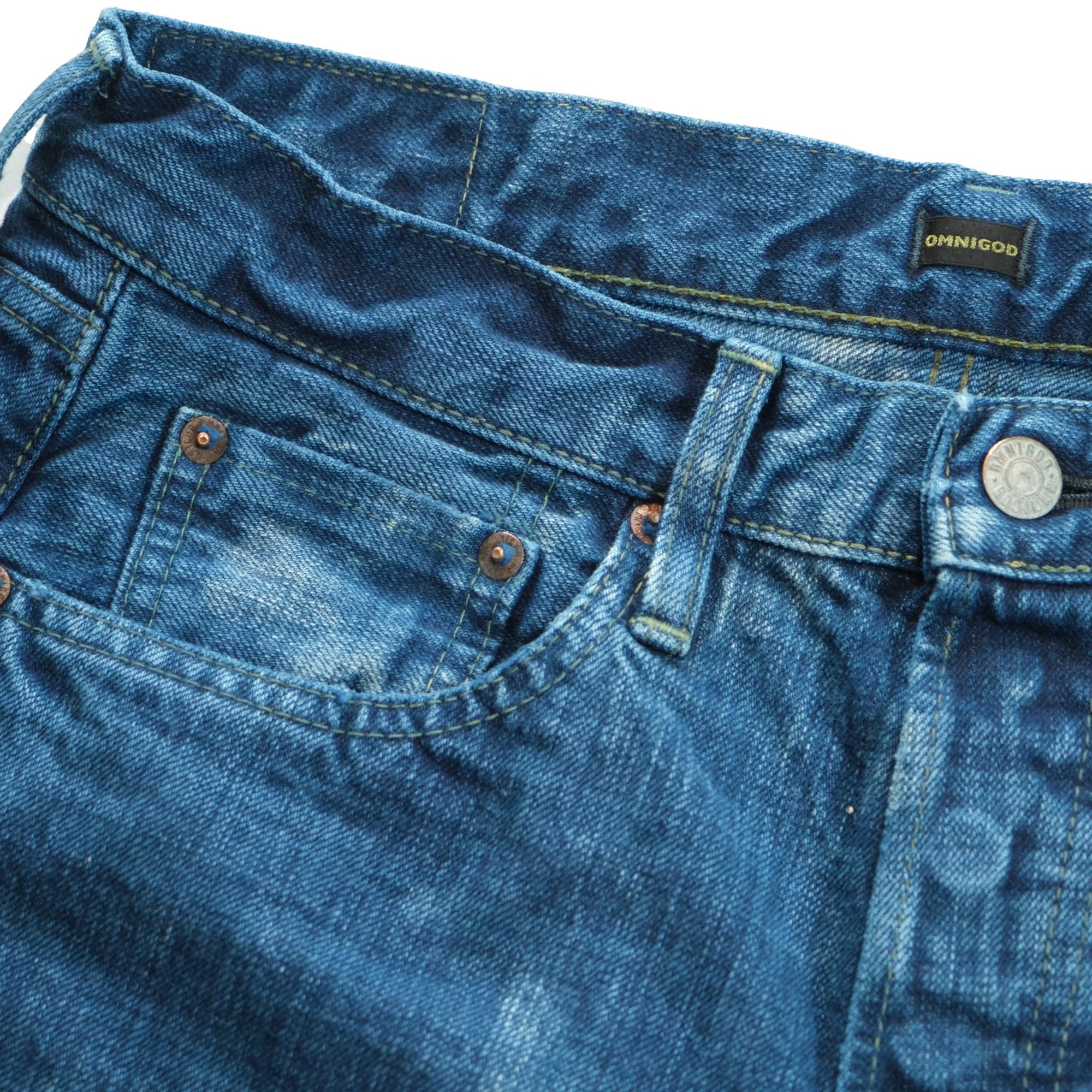 Omnigod 14oz. Bleach Distressed Selvedge Jeans (Regular Straight)