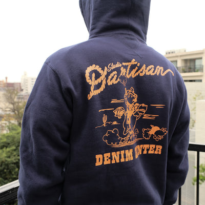 Studio D'Artisan "Denim Hunter" Logo Print Hoodie (Navy)