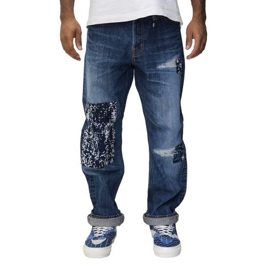 FDMTL Distressed Patchwork Selvedge Jeans (Regular Straight)