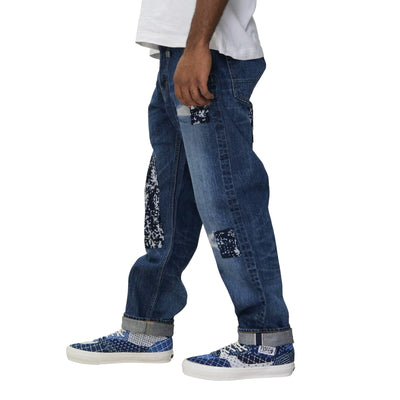 FDMTL Distressed Patchwork Selvedge Jeans (Regular Straight)