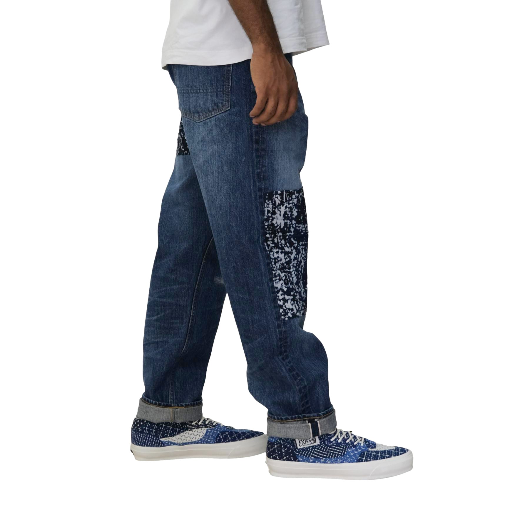 FDMTL Distressed Patchwork Selvedge Jeans (Regular Straight)