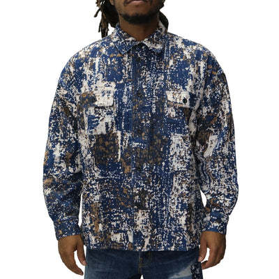 FDMTL Distressed Indigo Flock Boro Shirt