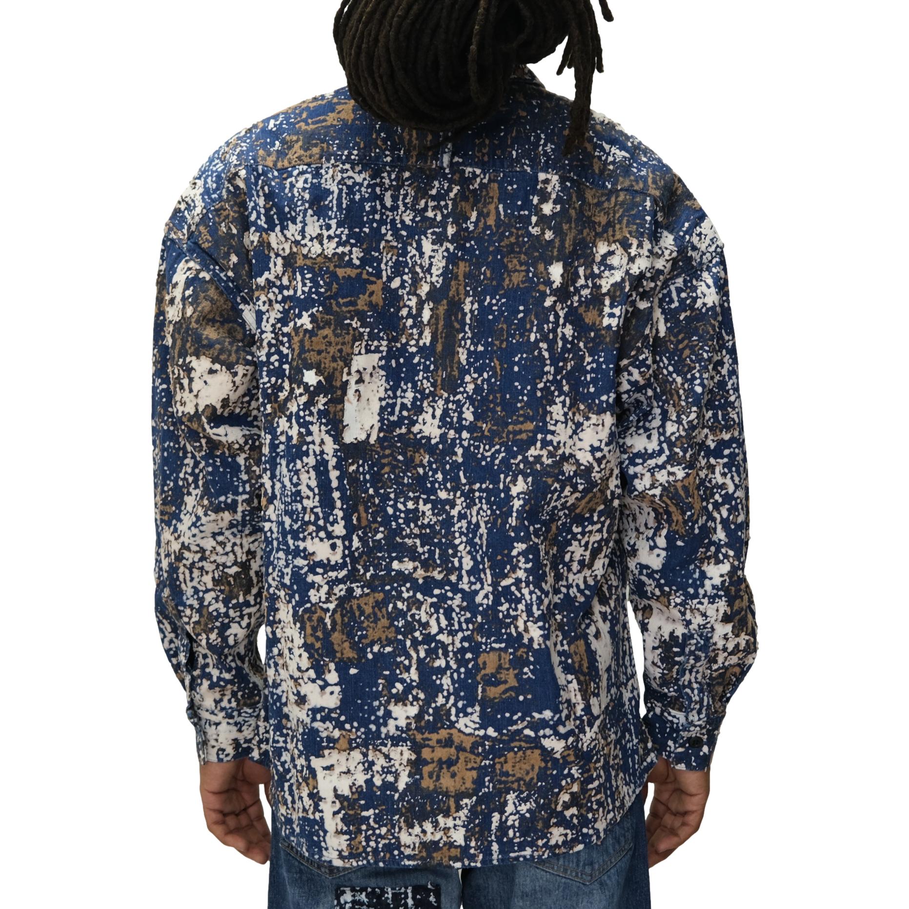 FDMTL Distressed Indigo Flock Boro Shirt