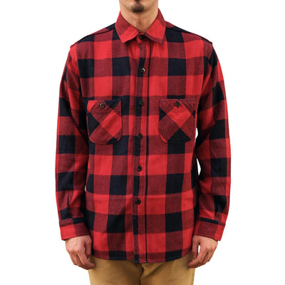 Studio D'Artisan Heavyweight Check Flannel Shirt (Red)