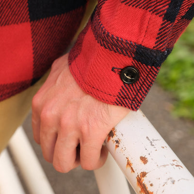 Studio D'Artisan Heavyweight Check Flannel Shirt (Red)