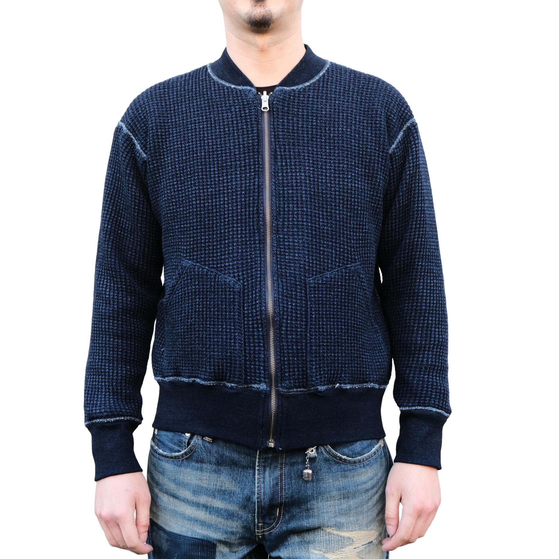Studio D'Artisan Reversible Indigo Dyed Heavy Thermal Track Jacket
