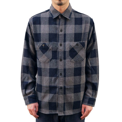 Studio D'Artisan Heavyweight Check Flannel Shirt (Gray)