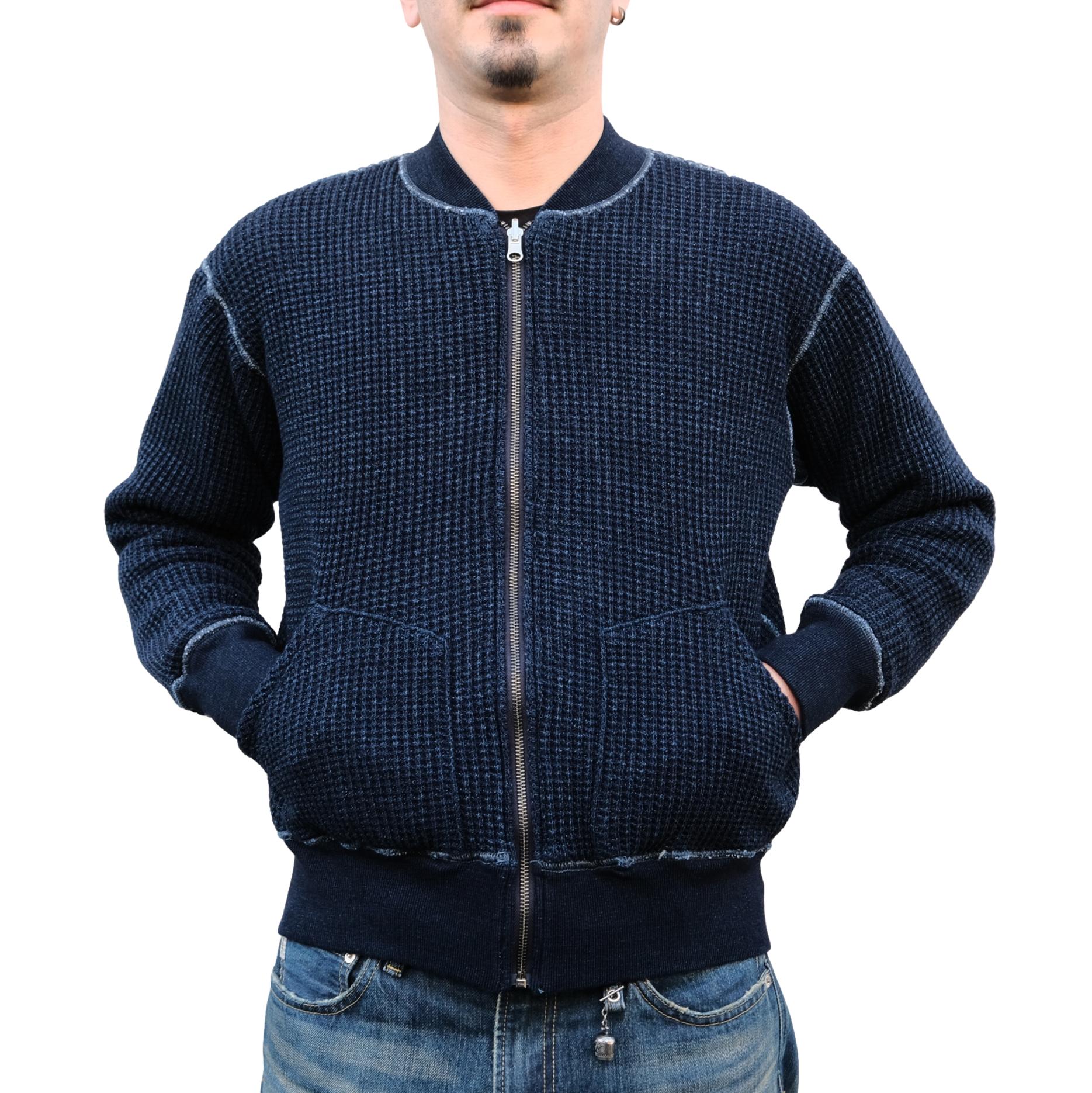 Studio D'Artisan Reversible Indigo Dyed Heavy Thermal Track Jacket
