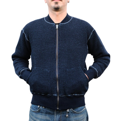 Studio D'Artisan Reversible Indigo Dyed Heavy Thermal Track Jacket