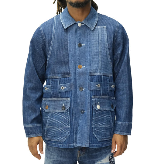 FDMTL Distressed Indigo Patchwork Coverall