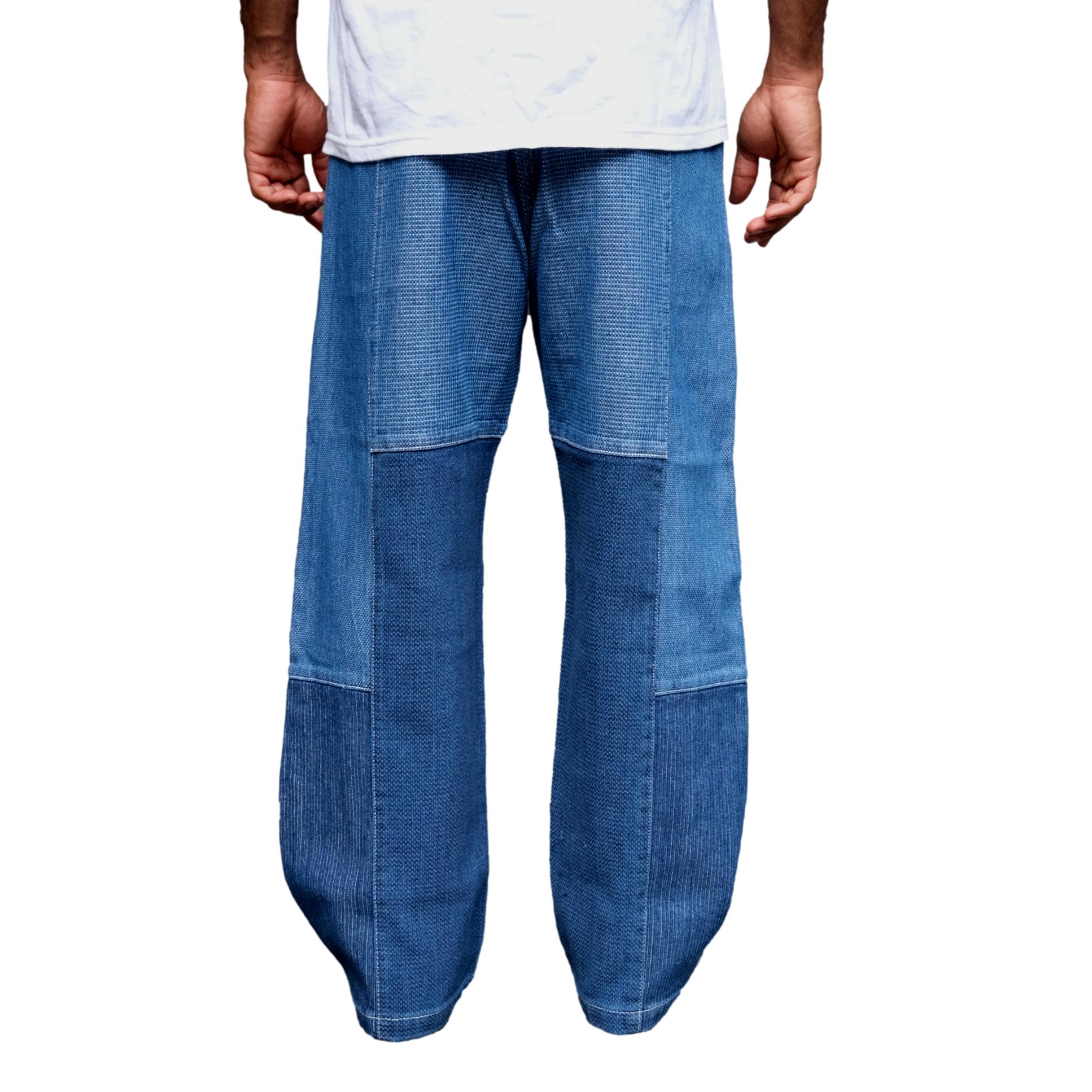 FDMTL Distressed Indigo Patchwork Pants (Regular Straight)