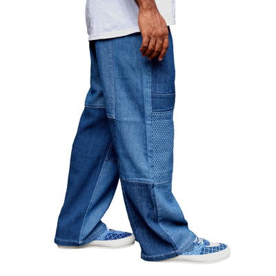 FDMTL Distressed Indigo Patchwork Pants (Regular Straight)