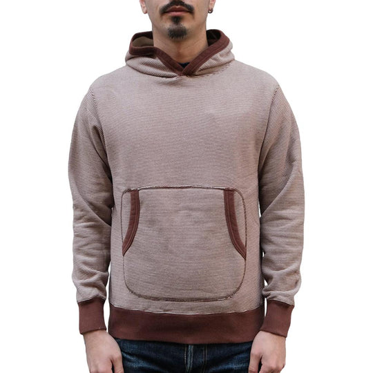 Loop & Weft SZ Vintage Pinborder Knit Hooded Sweatshirt (Brown)