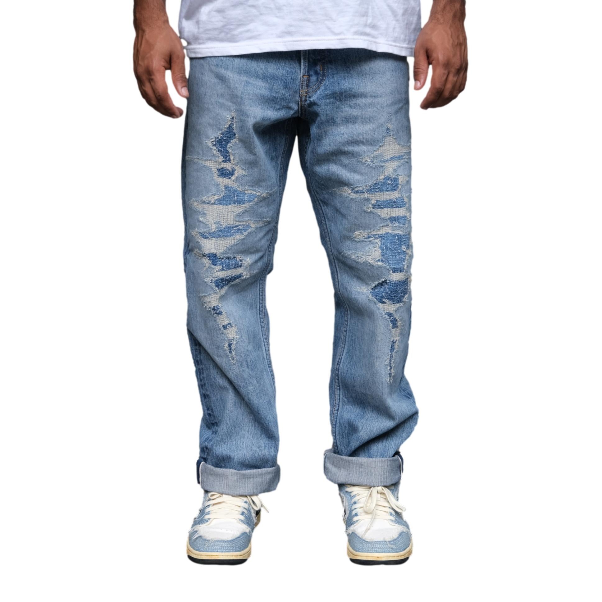 FDMTL Distressed Boro Selvedge Jeans (Regular Straight)