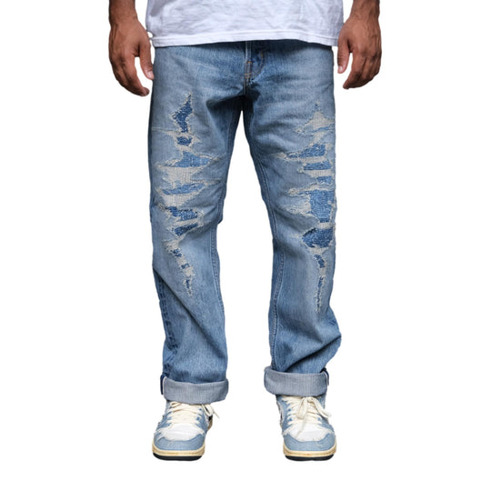 FDMTL Distressed Boro Selvedge Jeans (Regular Straight)