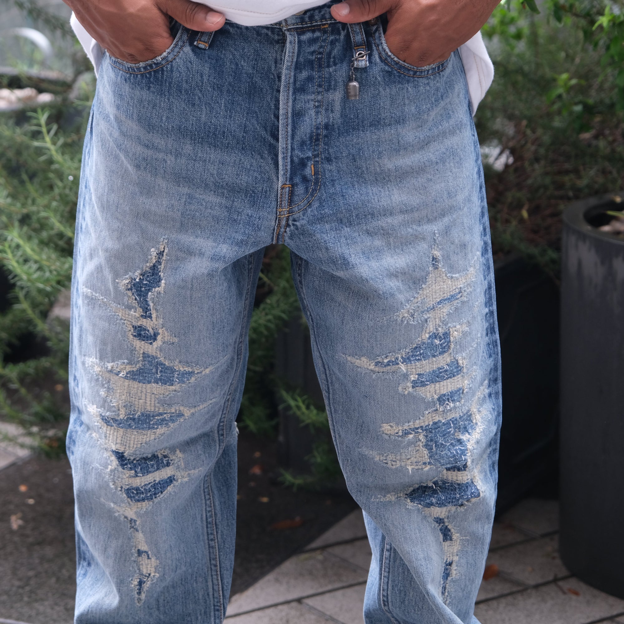FDMTL Distressed Boro Selvedge Jeans (Regular Straight)